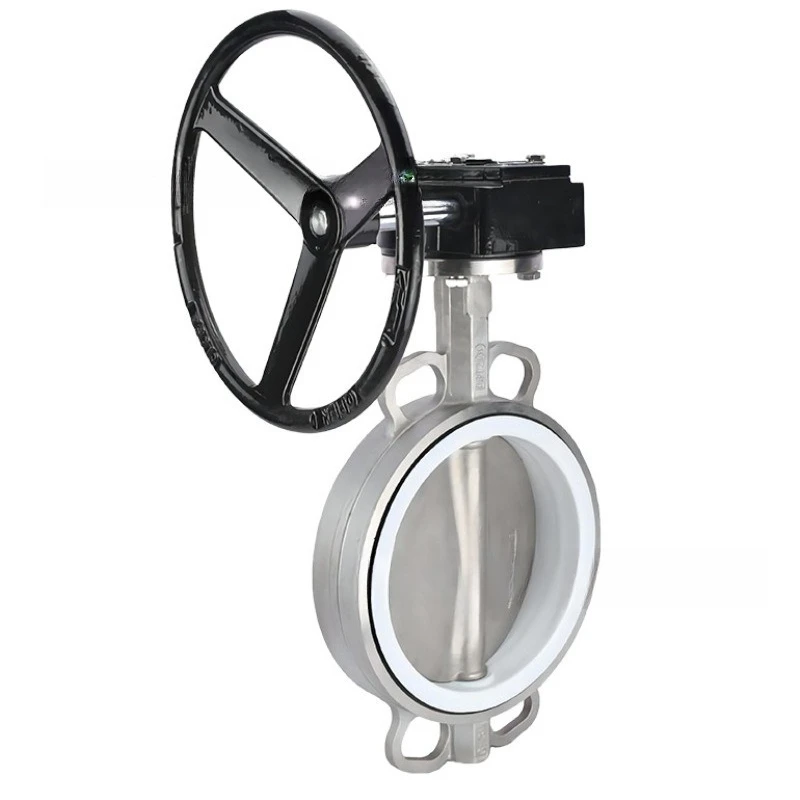 

304 pair of clip turbine butterfly valve D371X/F-16P manual PTFE butterfly valve stainless steel butterfly valve