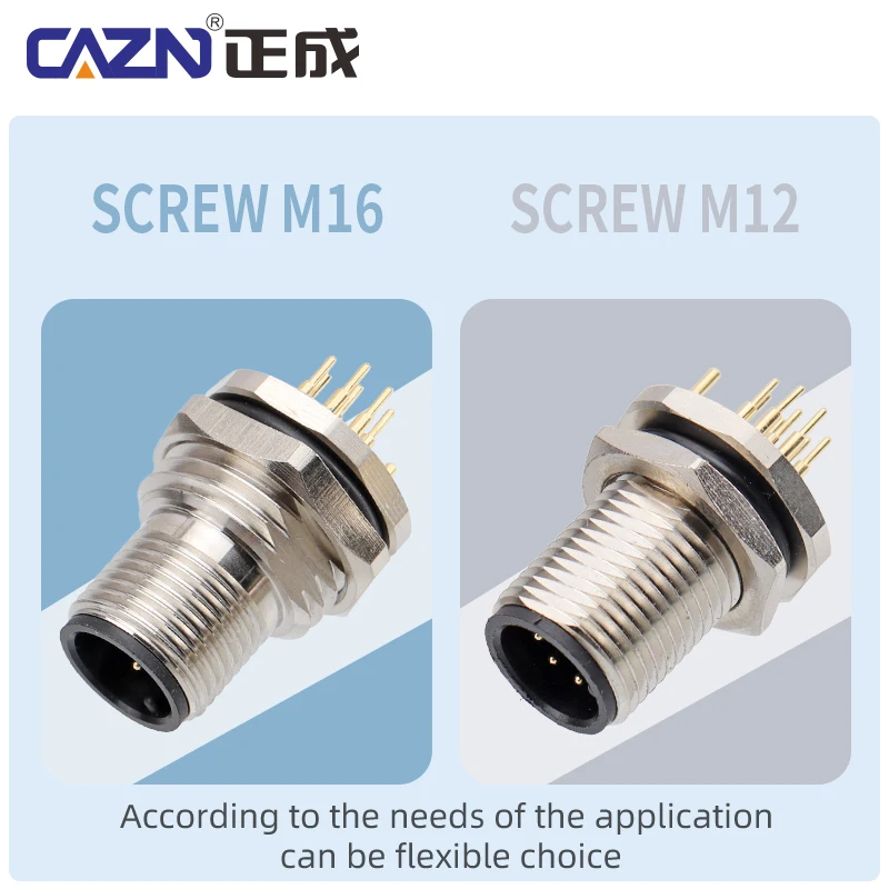 2/3/4/5/6/8/12/17 Pins M12 PCB Type Socket A/B/D Code Male&Female Panel Mount Sensor Connection For Automation Industry