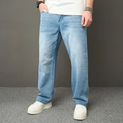 Denim Pants Men Jeans Long Pant Zipper Splice Simple Pockets Casual Print Regular Autumn Winter High Waist Straight Trousers