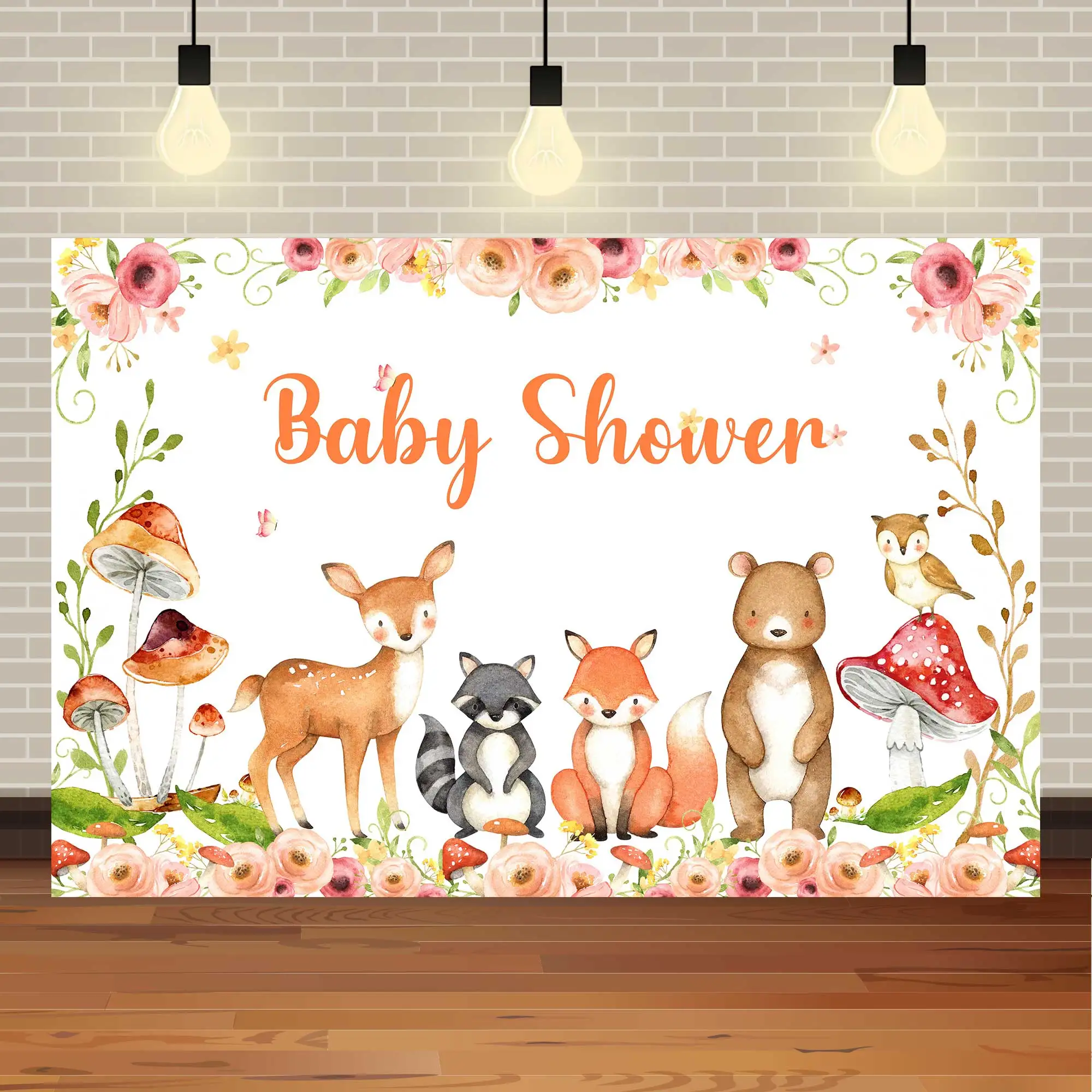 NeoBack zwierzęta leśne tło lasu kwiaty na przyjęcie liście dekoracje urodzinowe Baby Shower lisa niedźwiedzia Studio fotograficzne w tle