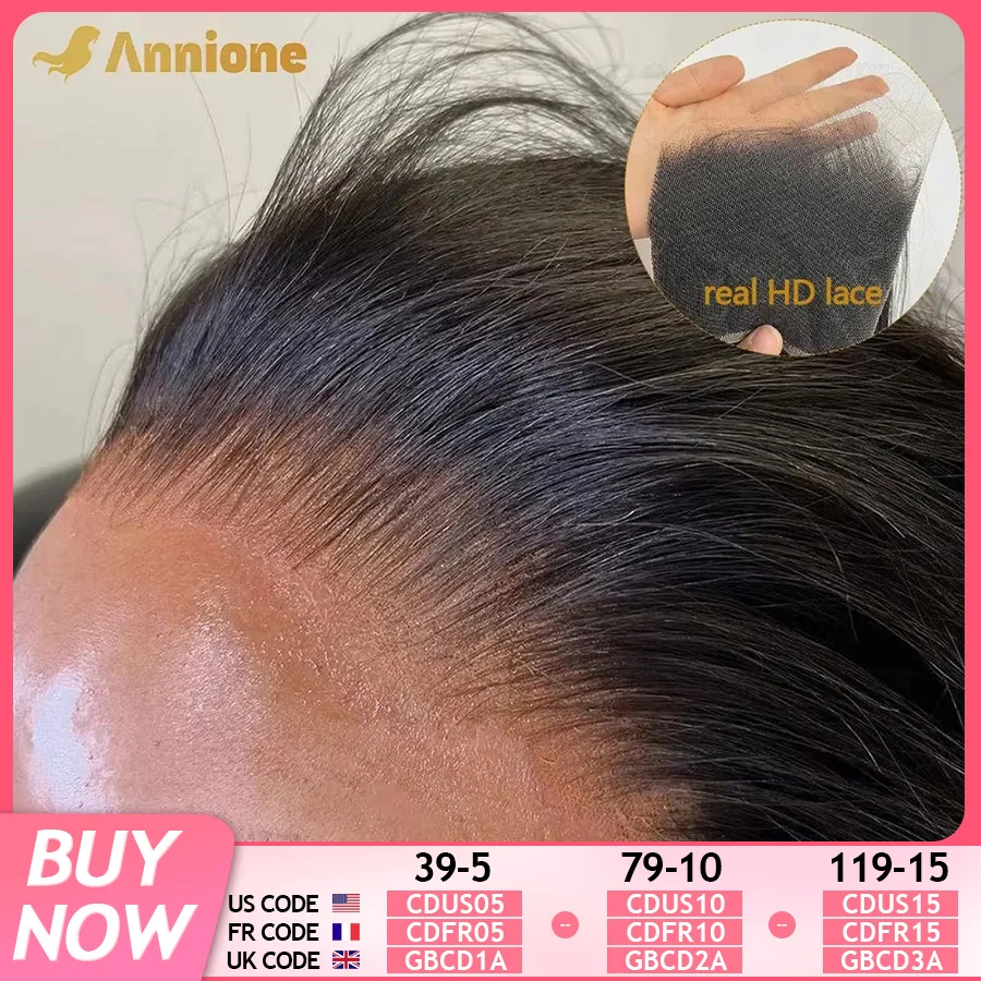 Annione 13x4 Straight Frontal Lace Only Real HD Transparent Lace 4x4 5x5 Closure 100% Brazilian Human Hair HD Pre plucked Lace