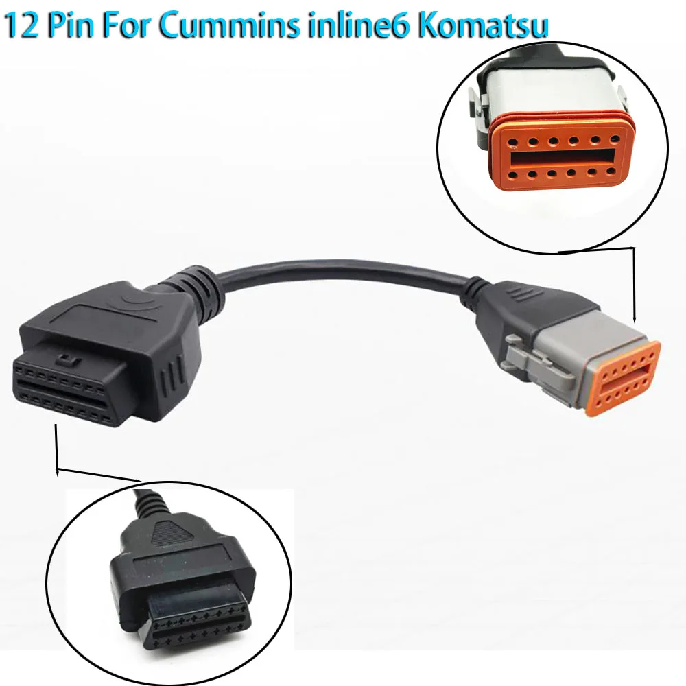 

A+++ High Quality Truck Diagnostic Original Cable For Komatsu 12Pin OBD Adapter For Cummins Inline6 OBD2 Connect Wire Line