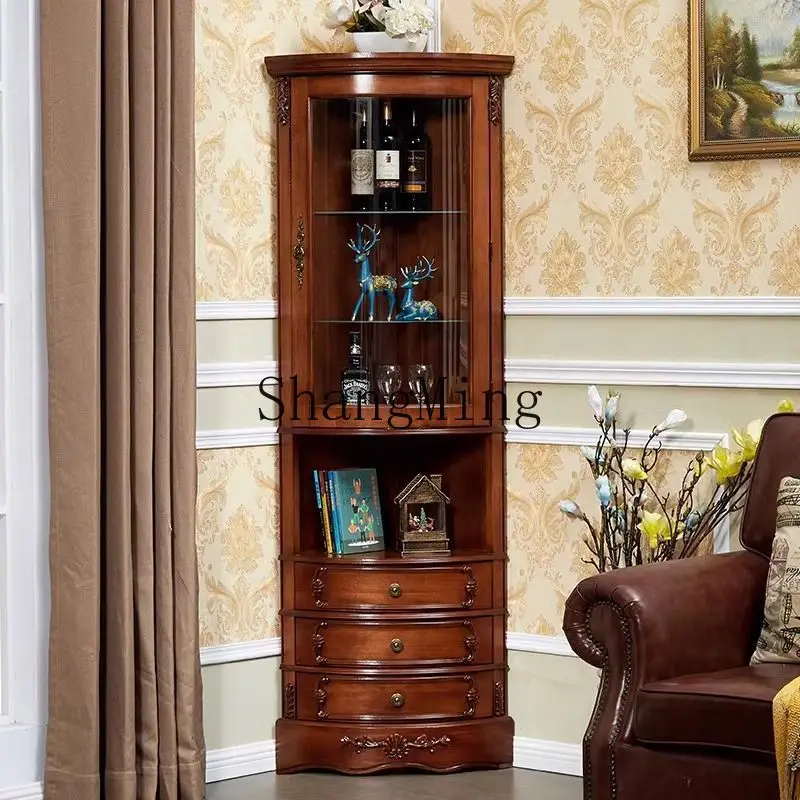 SM  wood corner cabinet wall corner with glass display cabinet restaurant curved corner triangle wine cabinet