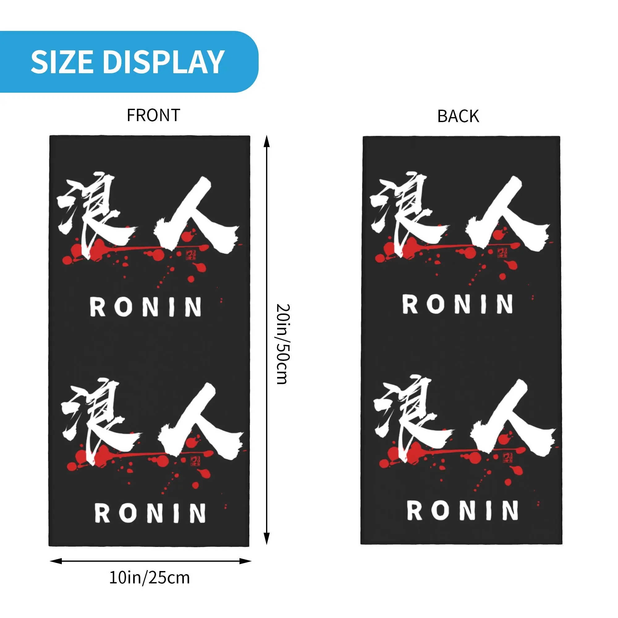 Custom Ronin Kanji Symbol Calligraphy Neck Gaiter Men Women UV Face Shield Winter Japanese Samurai Bandana Scarf for Hiking