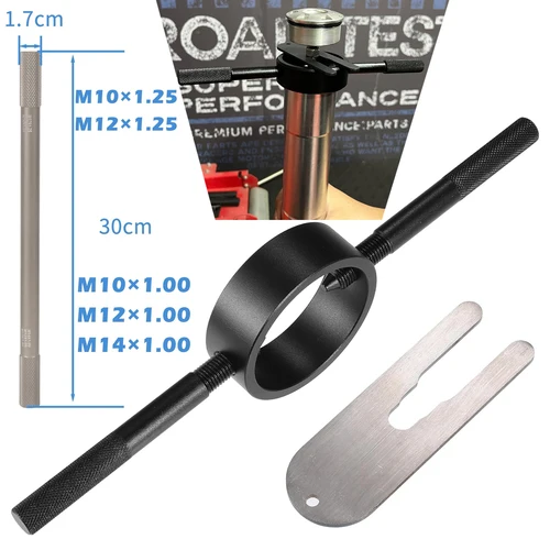 Imagen 2 del producto Kit de herramientas de servicio de horquilla de motocicleta, herramienta de nivel de aceite de horquilla + compresor de resorte de horquilla, herramienta de purga de varilla amortiguadora + toalla de limpieza