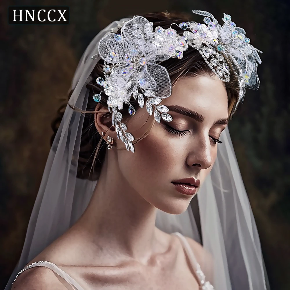 

HNCCX Luxury Crystal Ab Bridal Headband Tiaras Fashion Women Hair Accessories Rhinestone Leaf Women Banquet Headdress CP712