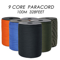 9 Cores 550 Paracord Cord 100M  328FEET  Dia.4mm For Outdoor Camping Survival Lanyard Parachute Rope Hiking Tent Accessories