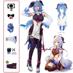 Ganyu Cosplay Genshin Impact Cosplay Costume parrucca Anime Fancy tuta donna Sexy Outfit abiti corna puntelli Halloween Party Suit