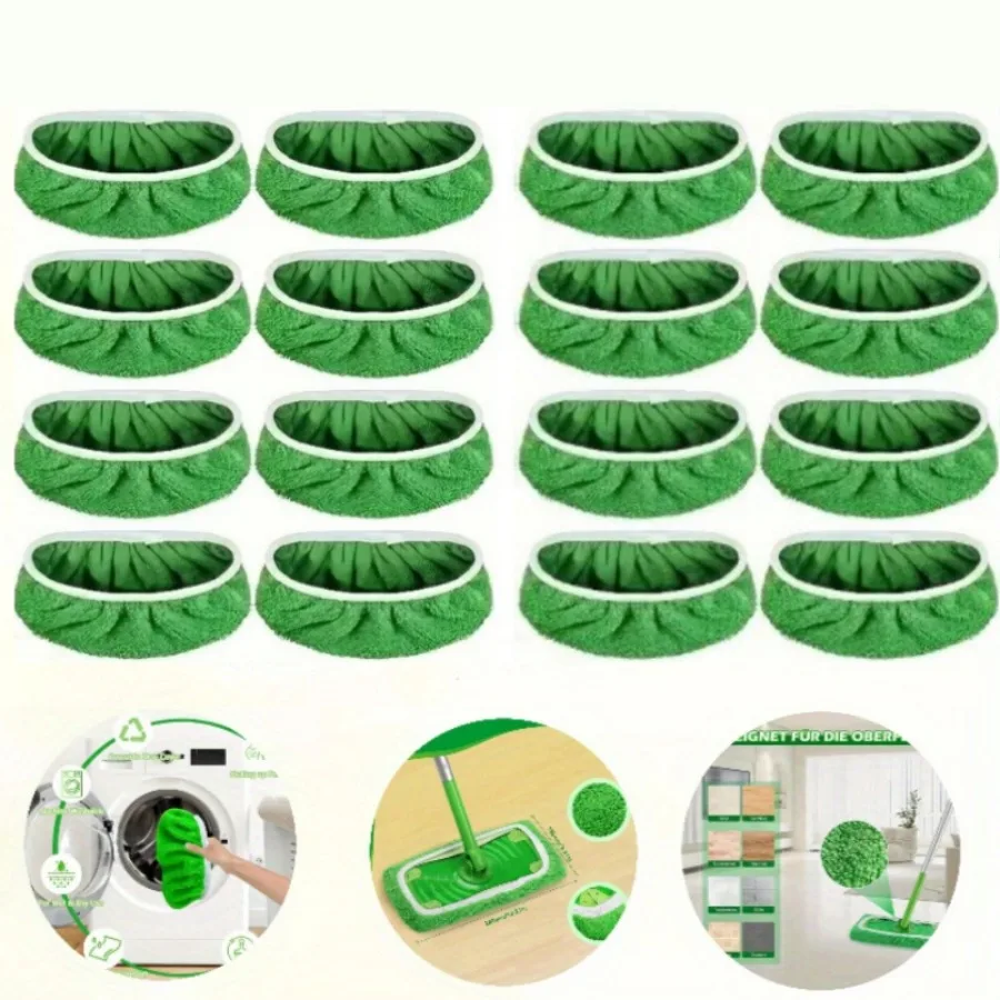 

Зелено-белая тряпка для швабры, моющаяся и прочная, отличный помощник по уборке, подходит для бытовой уборки пола