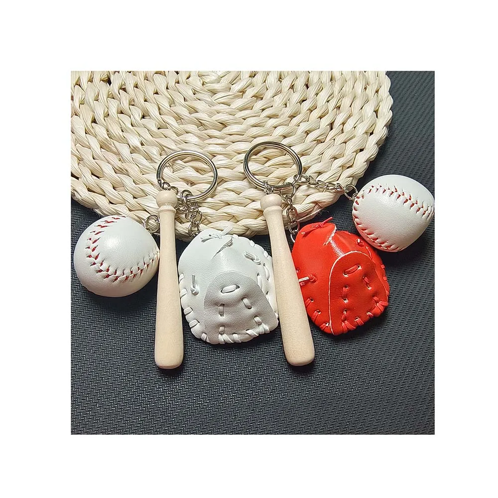 Baseball Bat Wooden Bat Baseball Glove Mini Keychain Sport Key Ring for Party Birthday Bags Fillers Souvenir Backpack Pendent