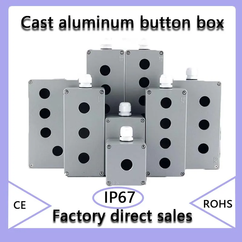 

Metal cast aluminum waterproof button box switch control box opening 22mm emergency stop switch button aluminum alloy 12345 hole