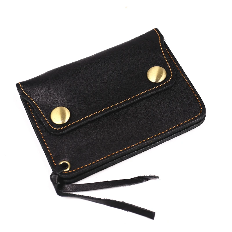 100% echtes Leder Brieftasche Für Männer Männlich Marke Vintage Handgemachte Kurze Kleine männer Geldbörse Karte Halter Mit Zipper Münzfach tasche – Detail 25