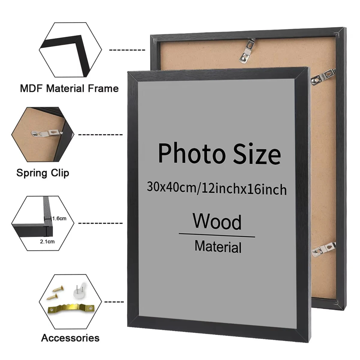 21x30cm & 30x40cm Black Photo Frame Hung on Wall White Photo Frame Poster Certificate Canvas Canvas Display Frame Picture Decor