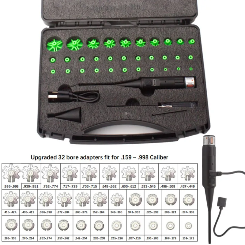 Laser Boresighter Kit .177 .22 Caliber to .78 Red Laser Collimator Glock Rifle Laser Bore Sight