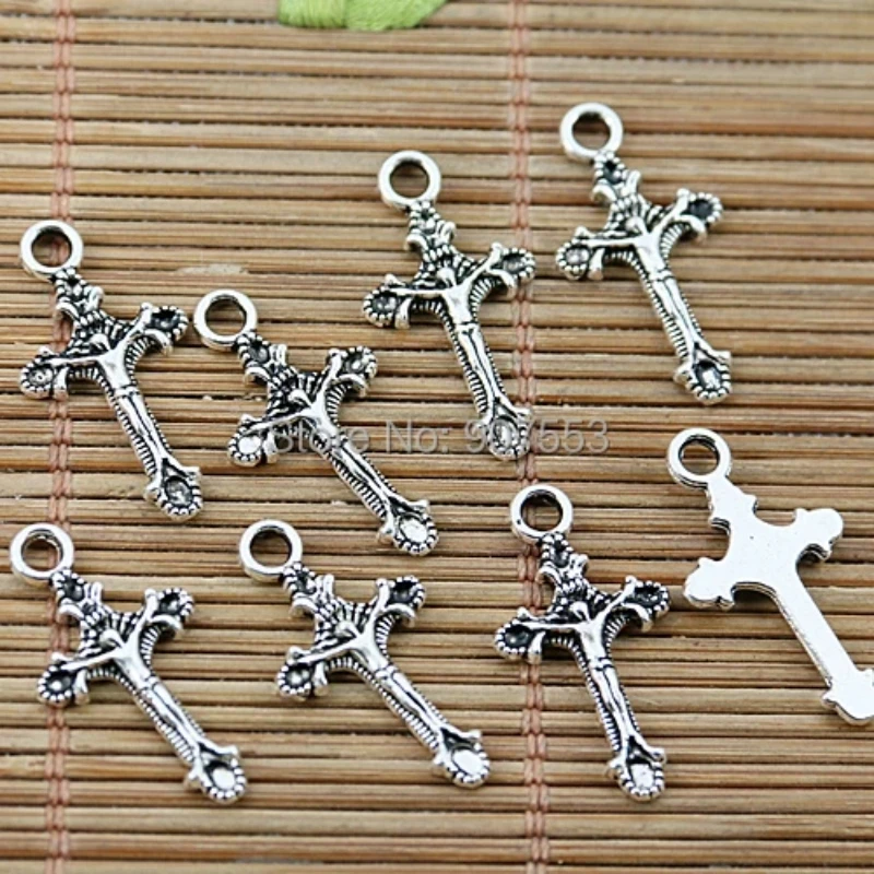 70pcs 22*12mm Tibetan Silver Little Crucifix Charms EF1877 Charms for Jewelry Making