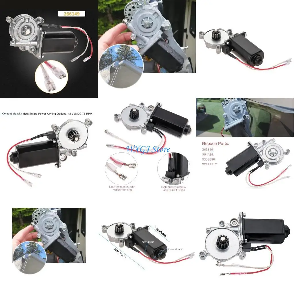 

37JE Upgraded Awning Motor 12V 75RPM Metal Motor 266149 Replacement Quiet & Efficient Awning Motor Smooth & Efficient Motor