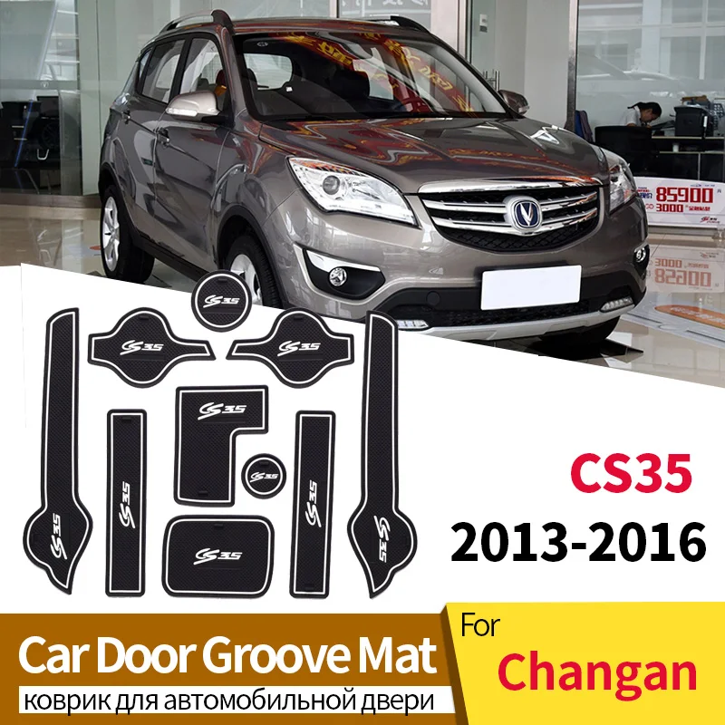 Car Door Slot Mats For Changan CS35 2012 -2016 Interior Non-Slip Gate Cup Rubber Pads Rug Stickers Accessories Black