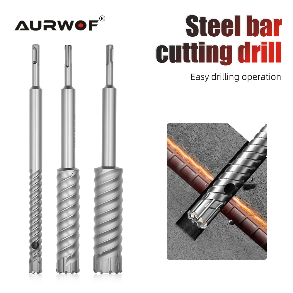 AURWOF 1 шт. SDS-Plus Усиленное сверло по бетону. Несколько спецификаций и размеров. Сверло высокой твердости.