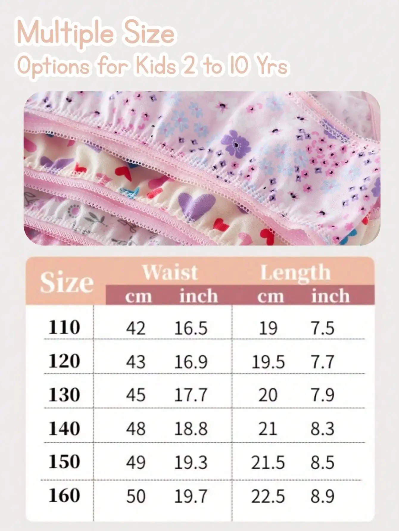 24 Pack Girls Unnderwear Cute Pink Hearts & Floral Design Cotton Underpants for Kids image 8