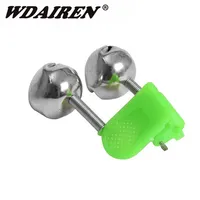 5 Pcs/lot Fishing Bite Alarms Fishing Rod Bell Rod Clamp Tip Clip Bells Ring Green ABS Fishing Accessory Outdoor Metal Bell