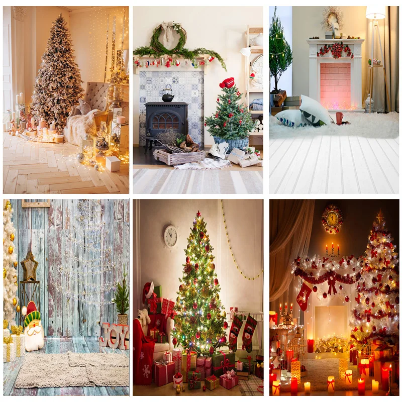 

ZHISUXI Christmas Theme Indoor Photography Background Christmas tree Fireplace Children Portrait Photo Backdrops 21712 YXSD-09