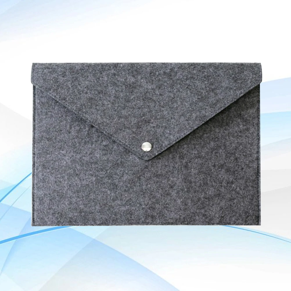 

Button Closure Felt File Folder A4 34X25X0.5Cm Dark Grey Light Grey Document Carrier Bag Paper Organizer For Office School