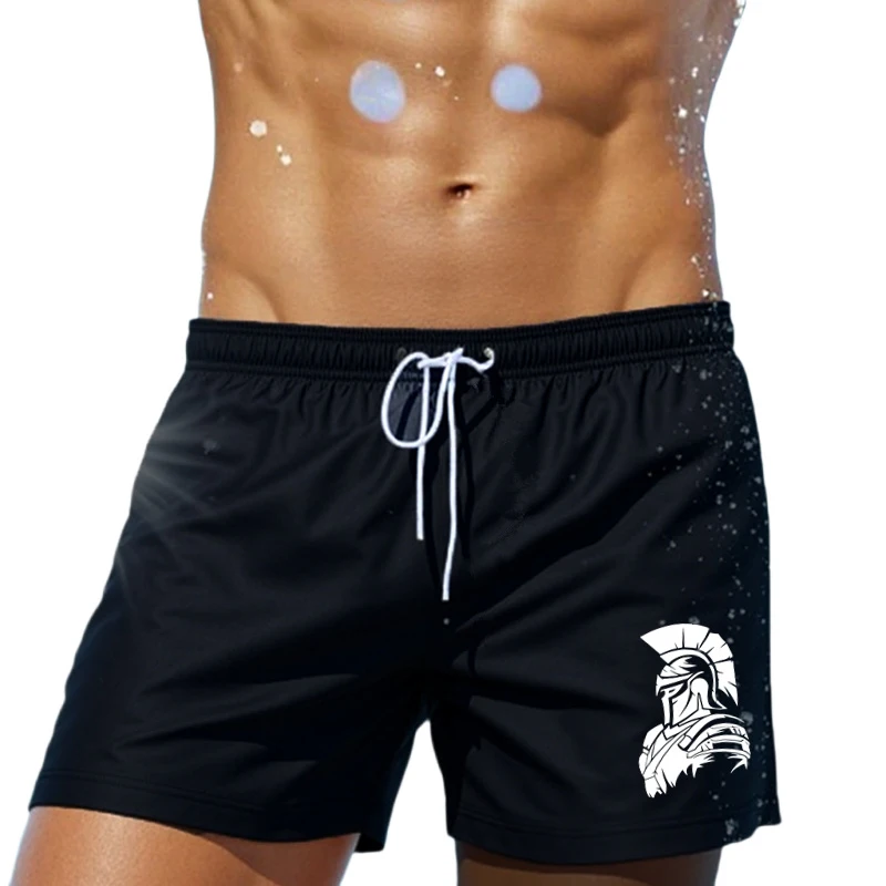 

Мужские модные пляжные шорты с принтом Warrior, легкие, дышащие, быстросохнущие, для повседневной носки, пляжного отдыха и плавания