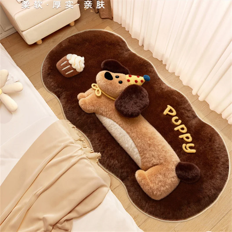 40x120CM Alpaca-Style Long Runner Carpet Soft Stain-Resistant Easy Maintain Small Animal Theme Bedside Rug for Living Room Bedro