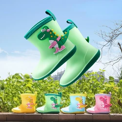 Children Rain Boots Cartoon Animals Kids PVC Waterproof Rubber Boots Boy Girl Anti Slip Water Shoes Four Seasons Botas De Lluvia