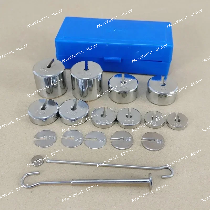 

17pcs/set 2g-200g metal slotted weight set scale balance calibration with hanger case physics experiment