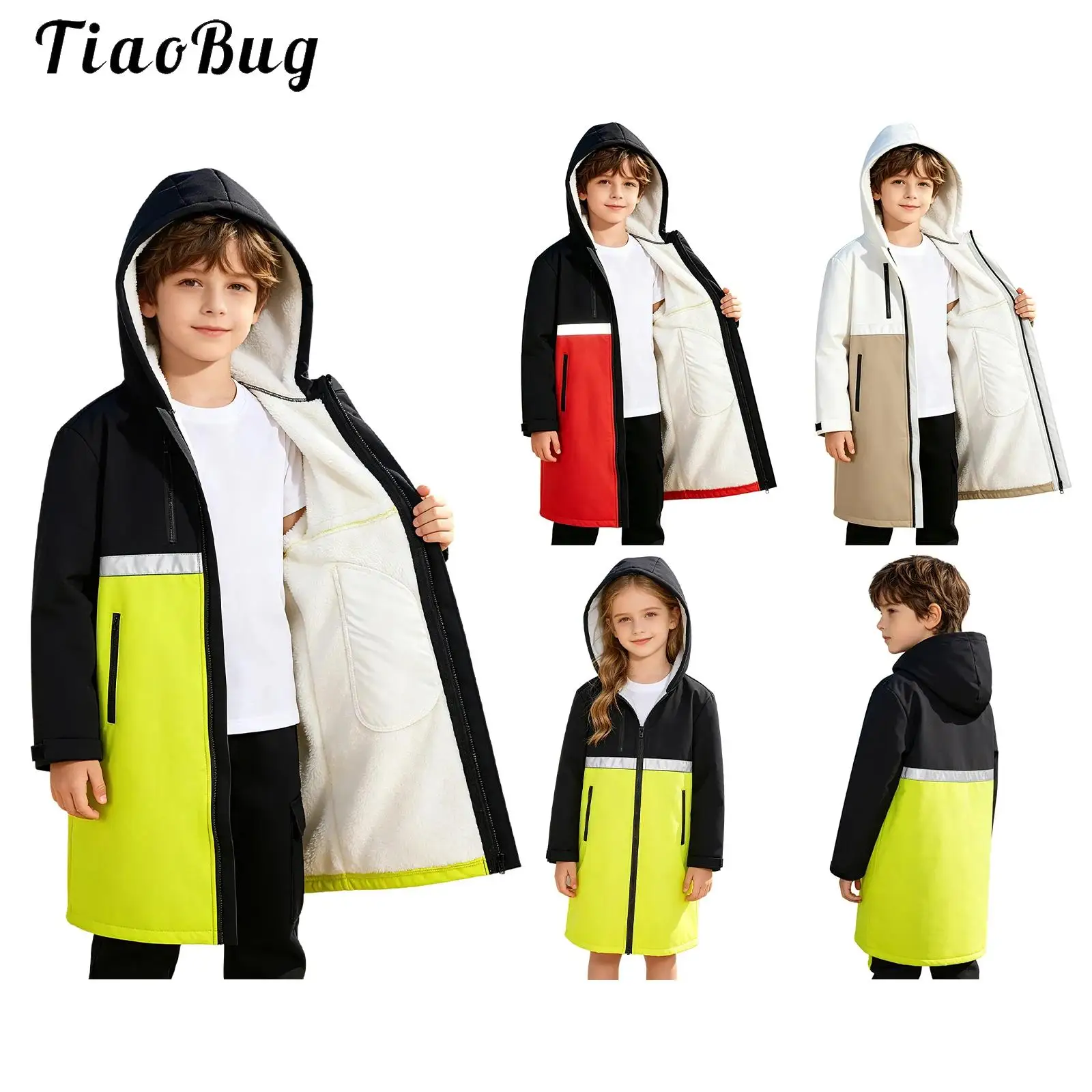 kids-boys-girls-hooded-changing-robe-color-block-reflective-strips-jacket-zipper-fleece-lining-coat-for-swimming-surfing-sports