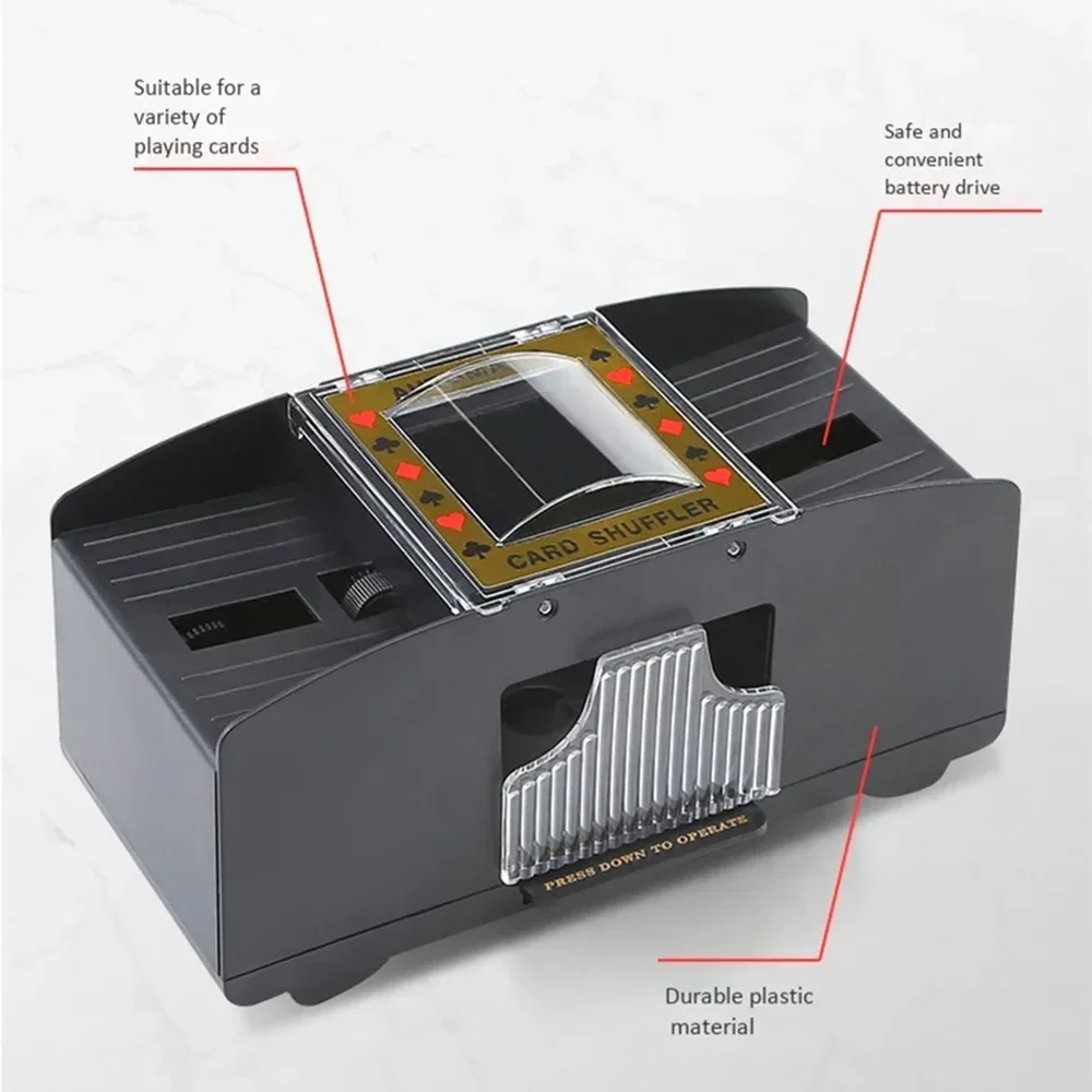 المحمولة لعبة البوكر المتثاقل آلة خلط أوتوماتيكية بالكامل 2/4/6 طوابق من أوراق اللعب بطارية تعمل بالطاقة مكافحة الغش أداة لعبة
