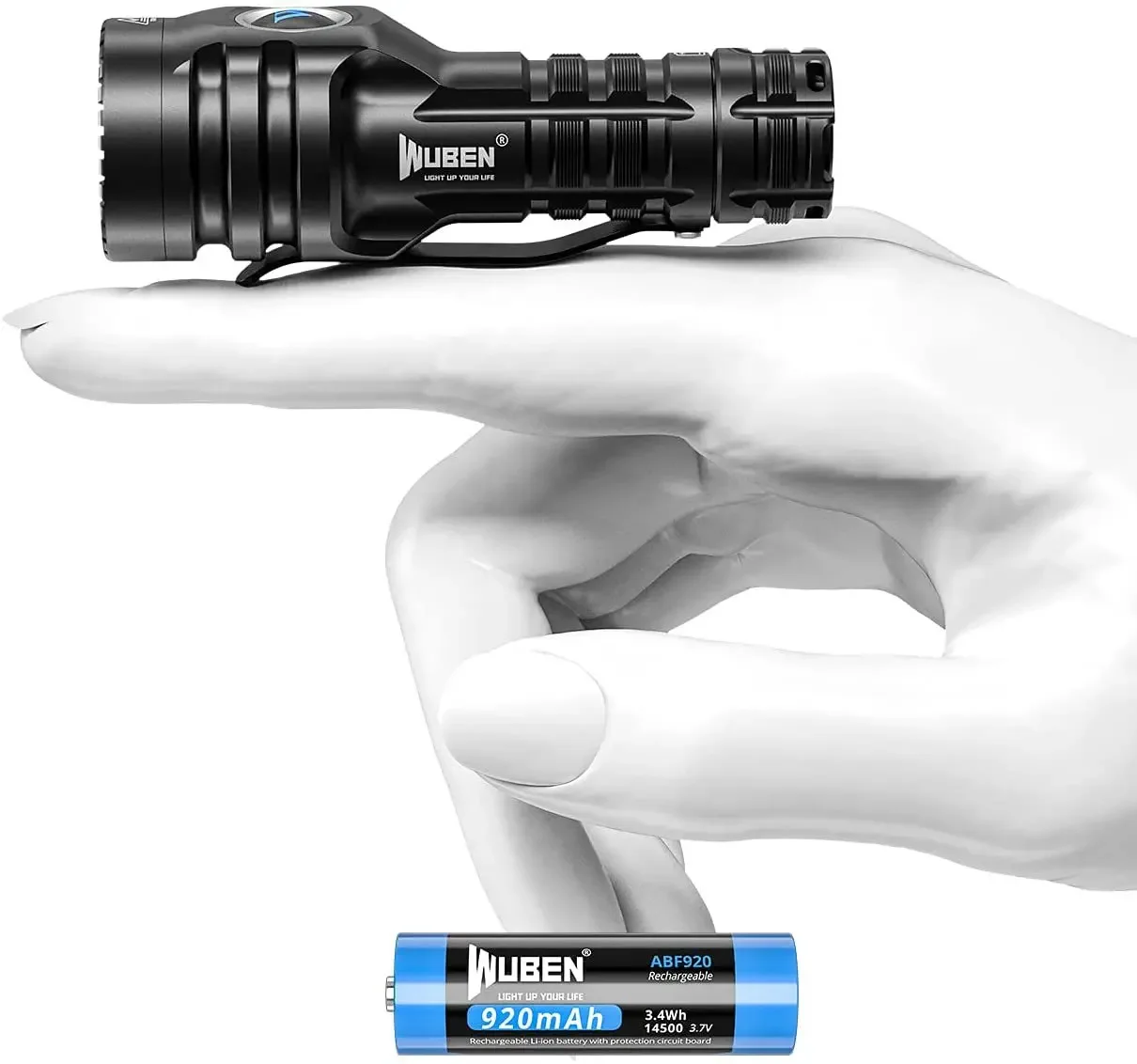 WUBEN E6 Compact EDC Flashlight USB Rechargeable 900Lumens Include Battery