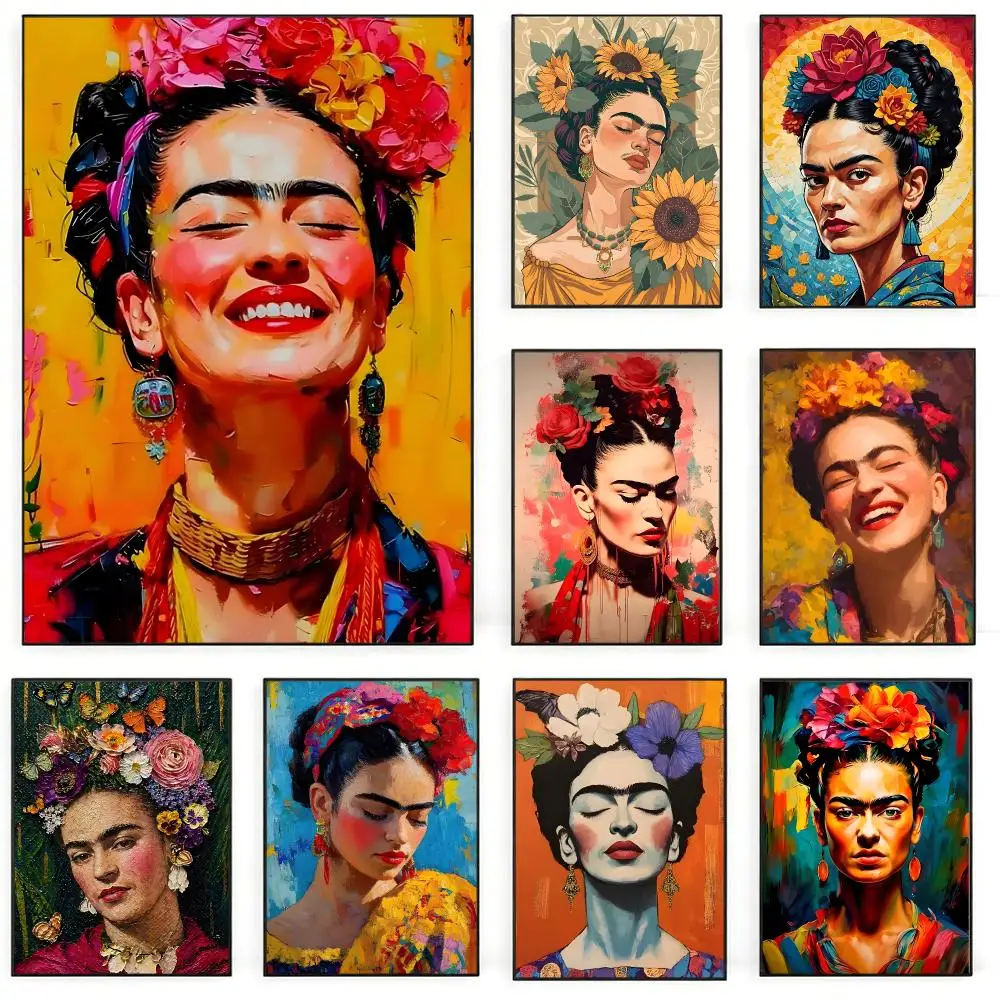 Art Frida KahloS Poster Poster Nordic HD Self-Adhesive Wall Sticker Home Café Bedroom Living Room Art Decor Gift