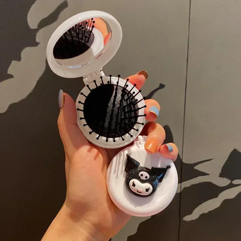 Sanrio Kawaii Holkiti Makeup Mirror Toy Anime Kuro Mero Di Cinna Morol Cute Folding Airbag Comb Mini Portable Small Mirror