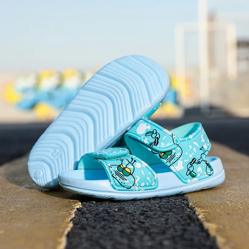 Sandalias antideslizantes para niño y niña, zapatos de playa de dibujos animados, tiburón, Delfín, Spiderman, Mickey, transpirables
