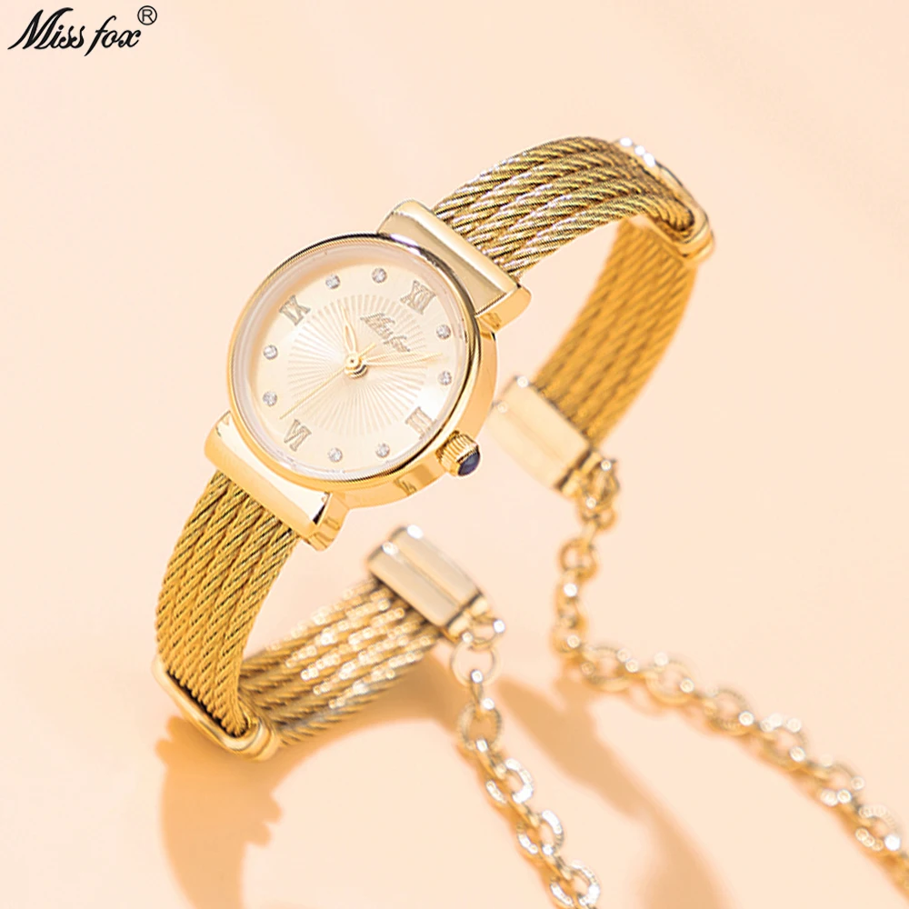 New Ladies Quartz Watches Gold Open Bracelet Small Wrist Women Watch Fashion Elegant Wristwatches Power By Battery Hand Clock