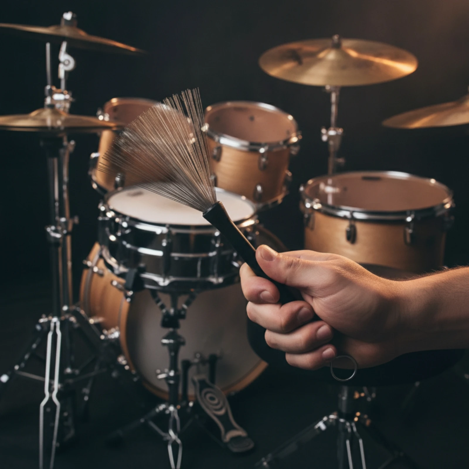Wire Drum Brush Slim Drum Brush with Metal Wire Percussion Brushes Comfortable Fixed for Drummers, Rehearsals