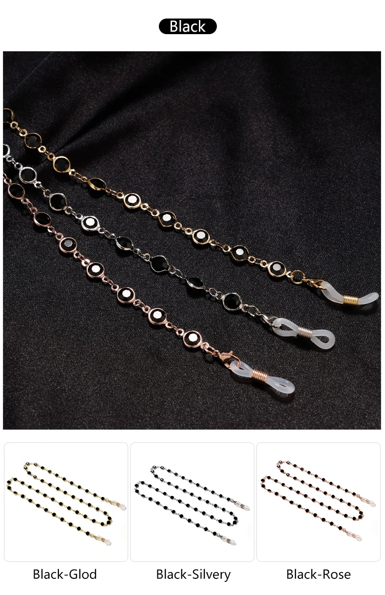 Sonnenbrille Sonnenschutzkette Mode Metall Maskenkette Einfache Perle Edelstein Brillenkette Charm Metall Lanyard Brillengestell Seil – Detail 8