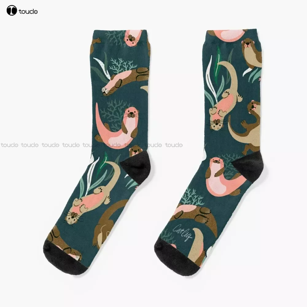 

Otter Collection - Teal Palette Socks Personalized Custom Unisex Adult Teen Youth Socks 360° Digital Print Custom Gift