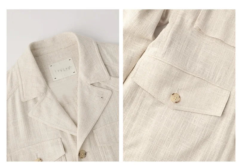 Fengbaoyu Natural Linen Men's Coat American Casual Shirt Retro Style Comfortable Men's Clothing Spring-Autumn view 5
