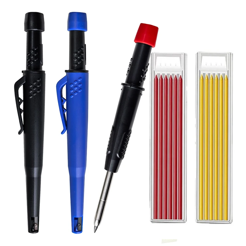 

2.8mm Carpenter Mechanical Pencil with Sharpener and Colored Replaceable Leads Long Headed Deep Hole Woodworking Pencils