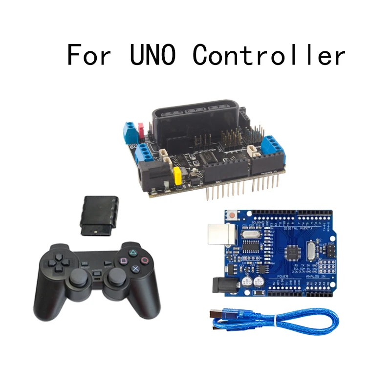 PS2 Joystick Shield Board 5-12V with 4 Channels Motors and 8 Channels Servos Programmable Robot For Arduino Robot Car Robot Arm