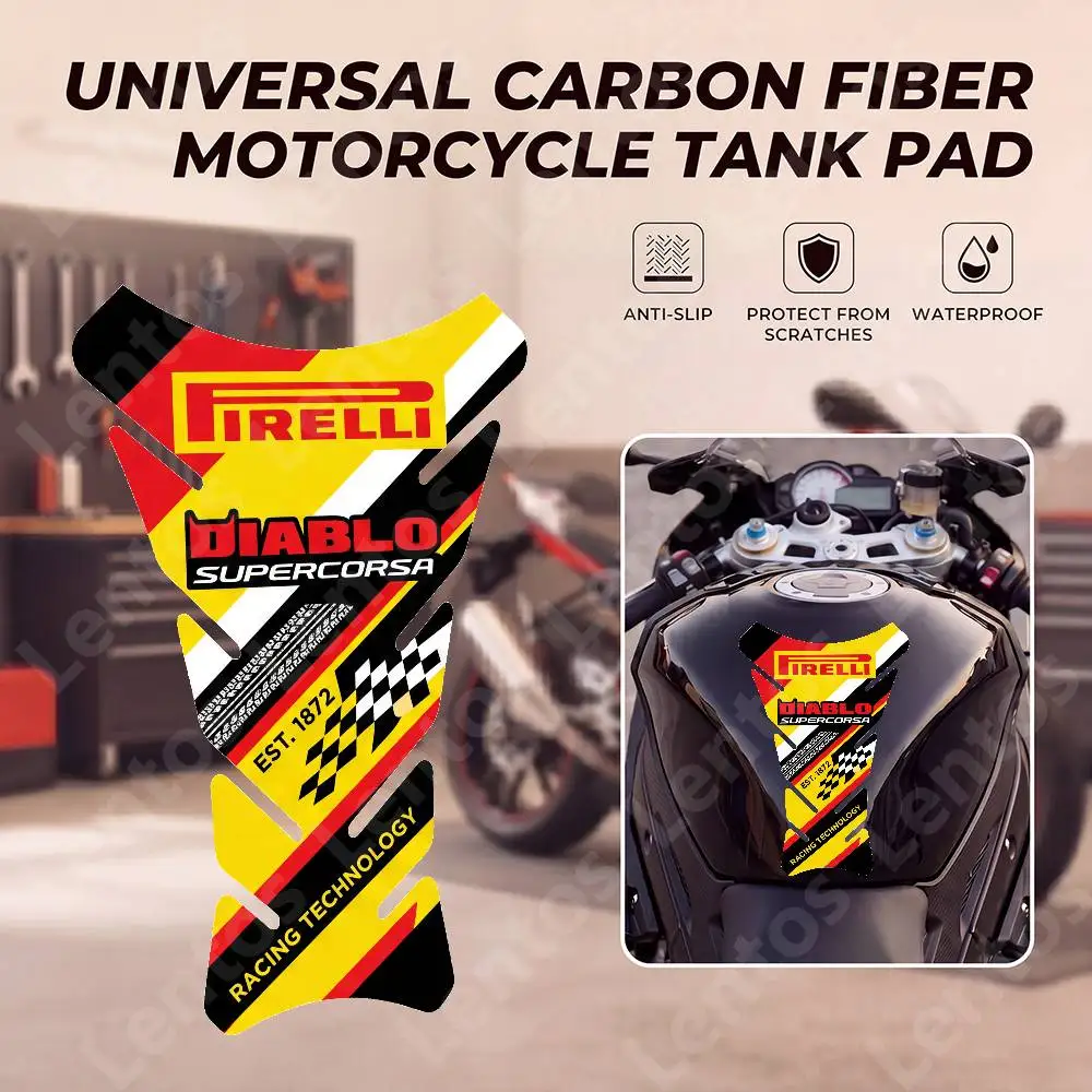 

For PIRELLI Motorcycle Fish Bone Fuel Tank Sticker Anti-Slip Tank Pad Decal