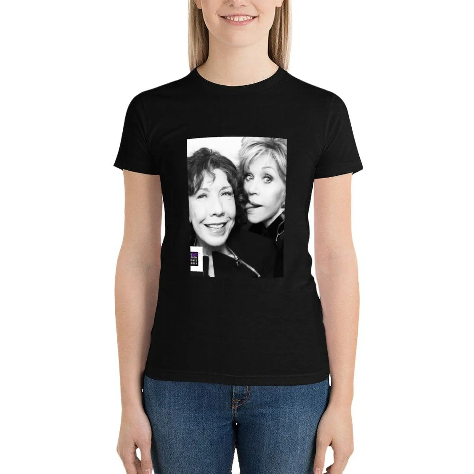 Jane Fonda and Lily Tomlin T-Shirt Short sleeve tee Blouse graphics t-shirt dress for Women sexy