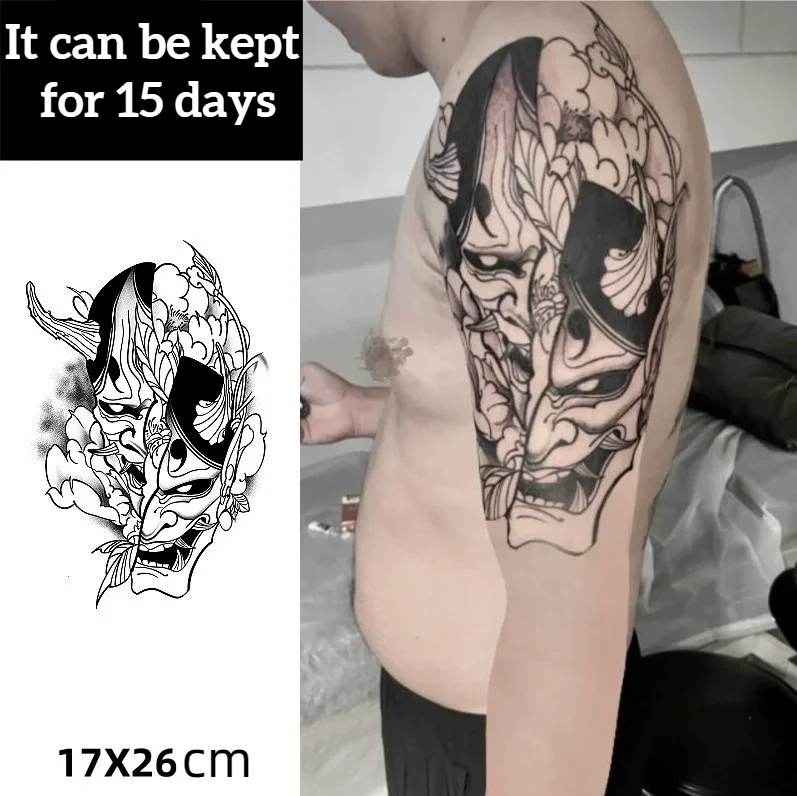 

Ukiyo E Devil Skull Herbal Juice Temporary Tattoos Big Size Arm Hand Body Art Waterproof Fake Tattoo Sticker for Woman Men