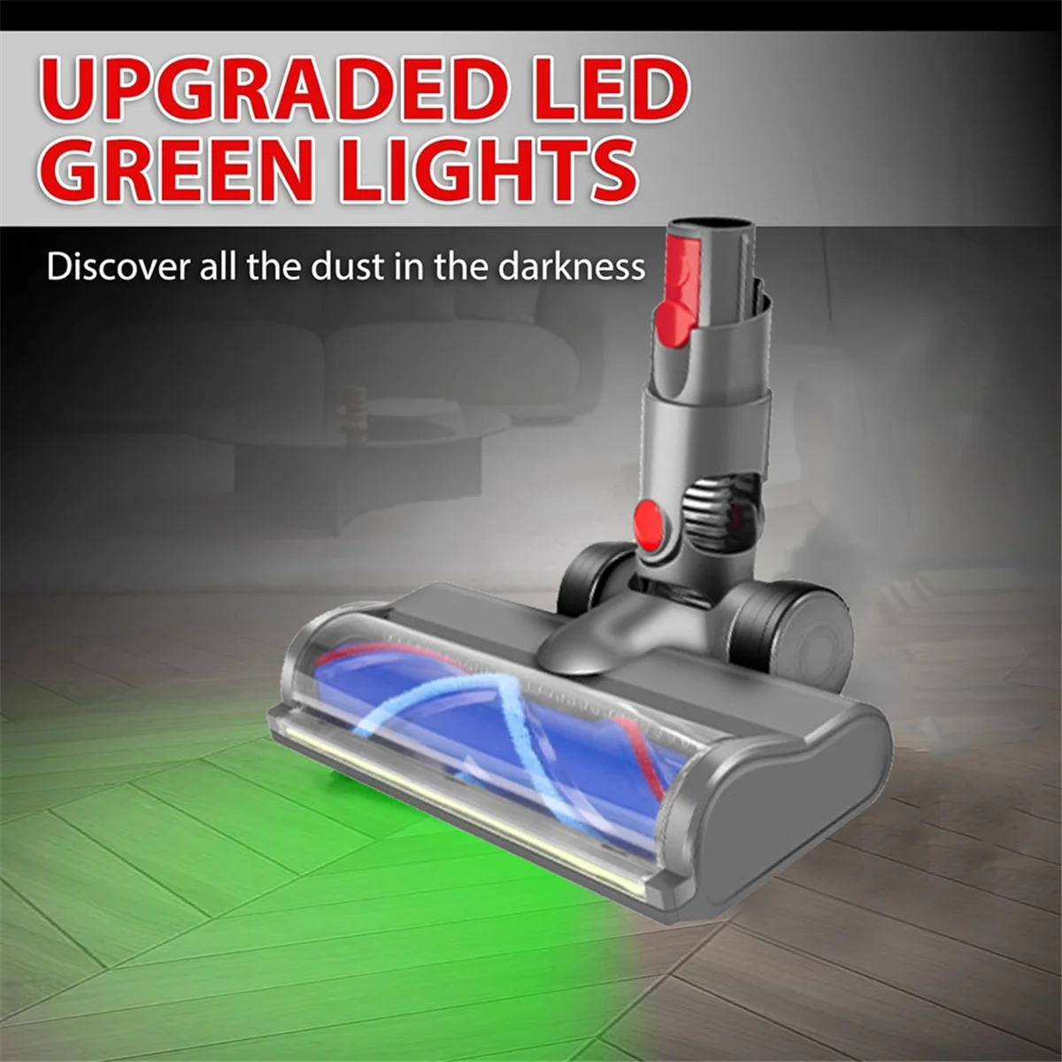 A17g para dyson v10 magro v12 fino piso de madeira tapetes acessório com luz led v forma turbo cerdas escova cabeça mais limpa