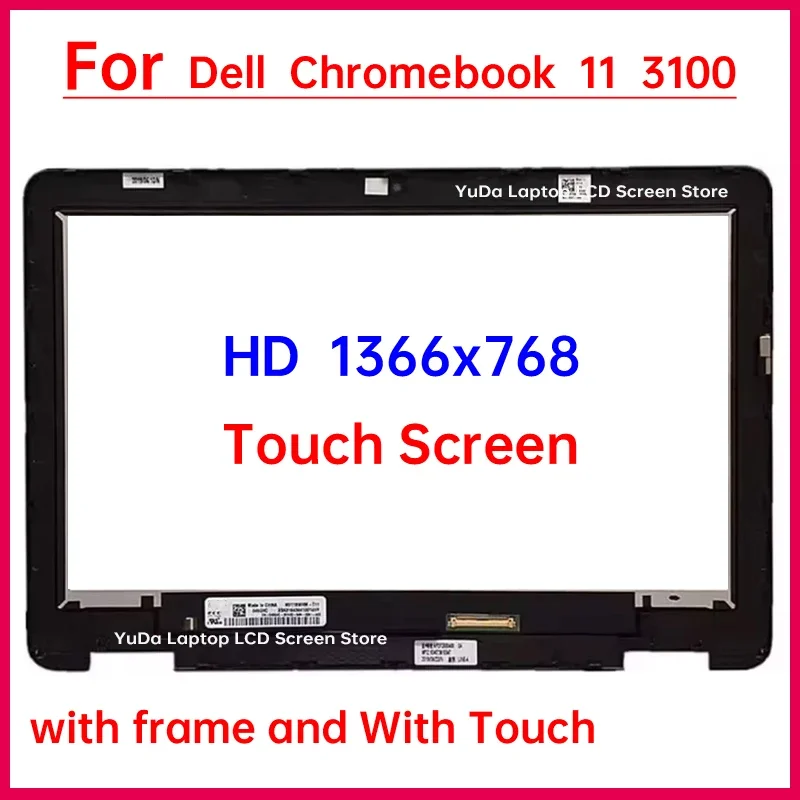 

11.6" Laptop LCD Touch Screen For Dell Chromebook 11 3100 2-in-1 Display Digitizer + With Frame Assembly Replacement HD 1366x768
