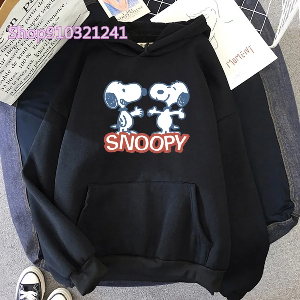 New Simple Daily Hoodies Women Vintage Y2k Aesthetic Snoopy Graphic Sweatshirts Y2k Youth Casual Tops Cartoon Graphic Clothing