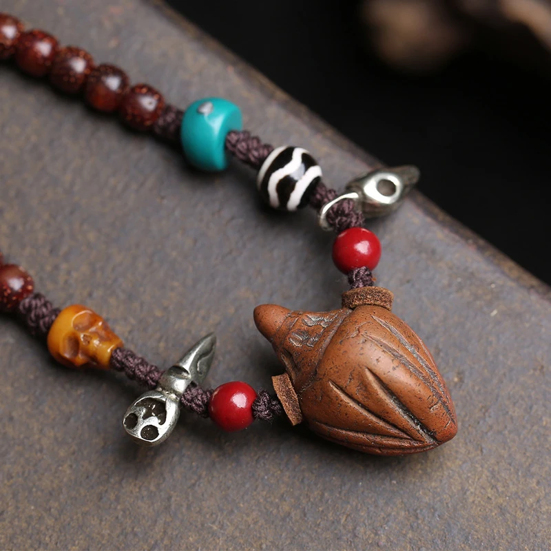 Niangla Qieqie Pendant Sweater ,-Moon Bodhi Bead Accessory, Clavicle Chain, Braided Rope Necklace